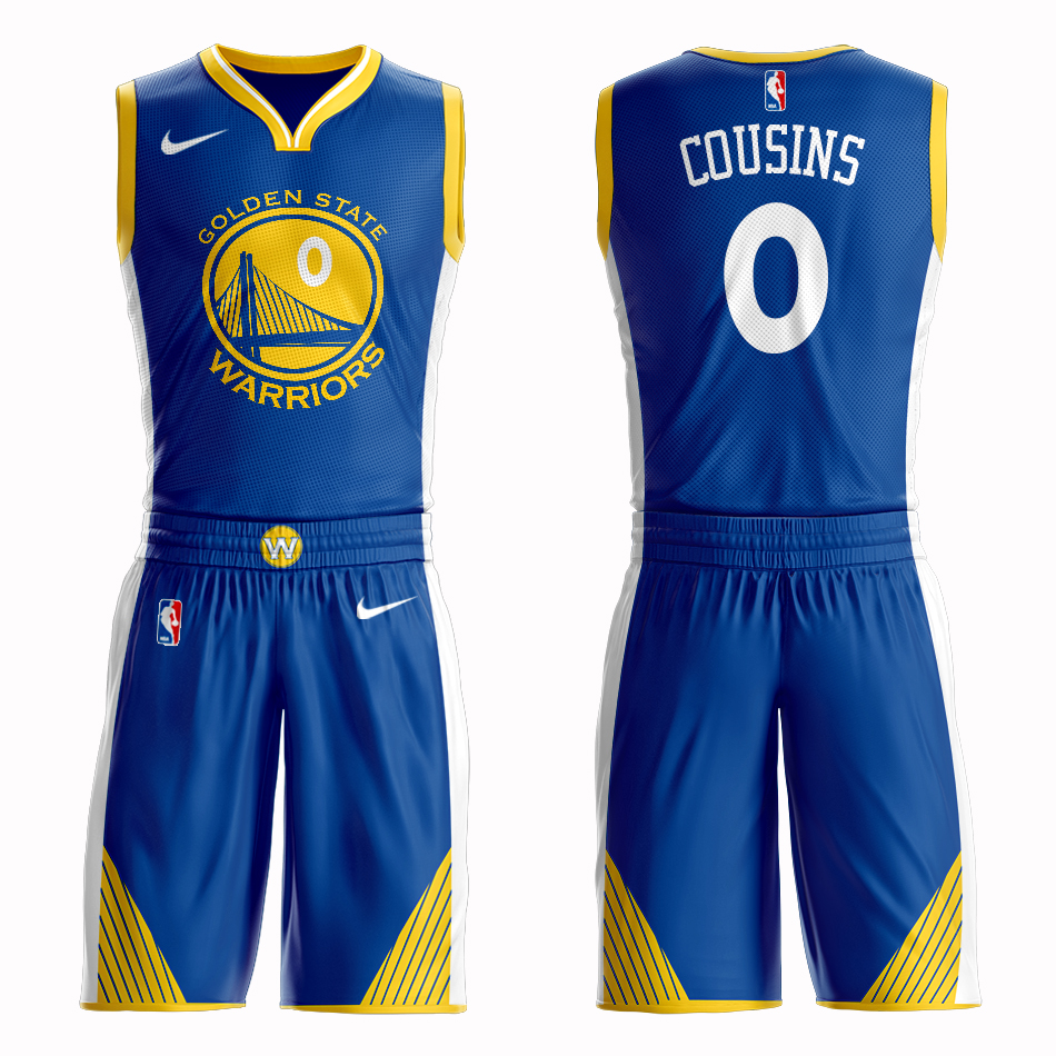 Men 2019 NBA Nike Golden State Warriors #0 Cousins blue Customized jersey